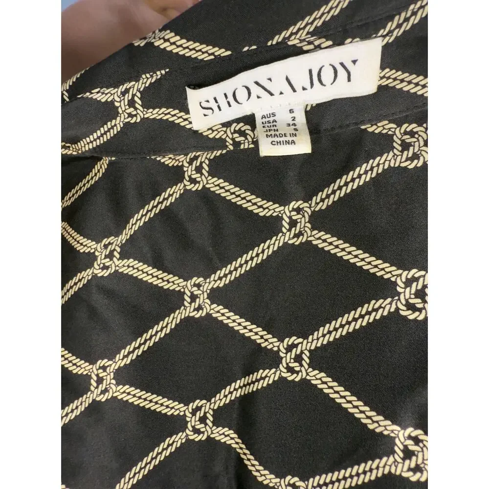Shona Joy Silk Resort Collection Contrast Relaxed Shirt + Pants Set (Size 2/4) - Picture 8 of 12
